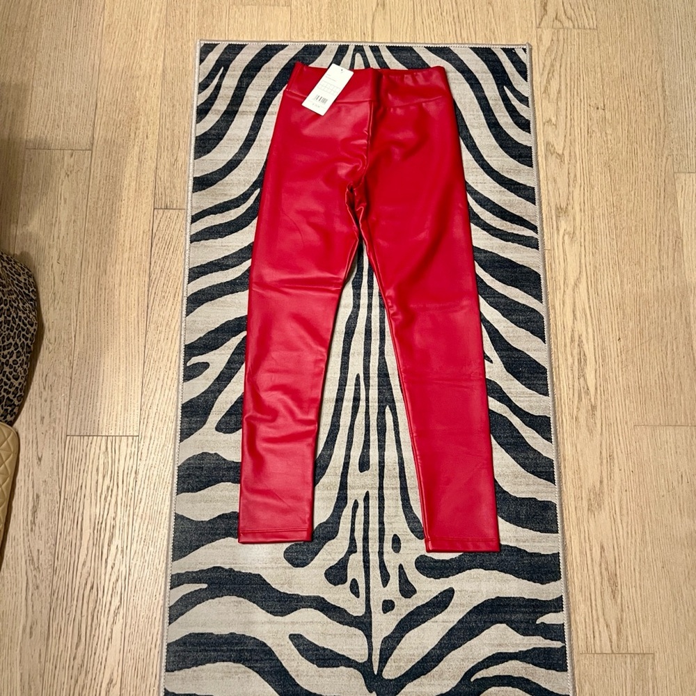 Calzedonia Red Faux Leather Leggings